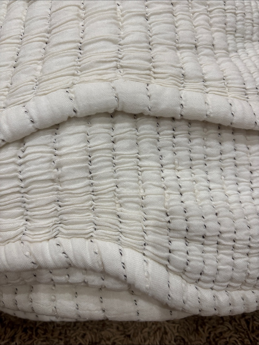 Quince Organic Cotton Channel Stitch Coverlet King Undyed - Picture 7 of 11